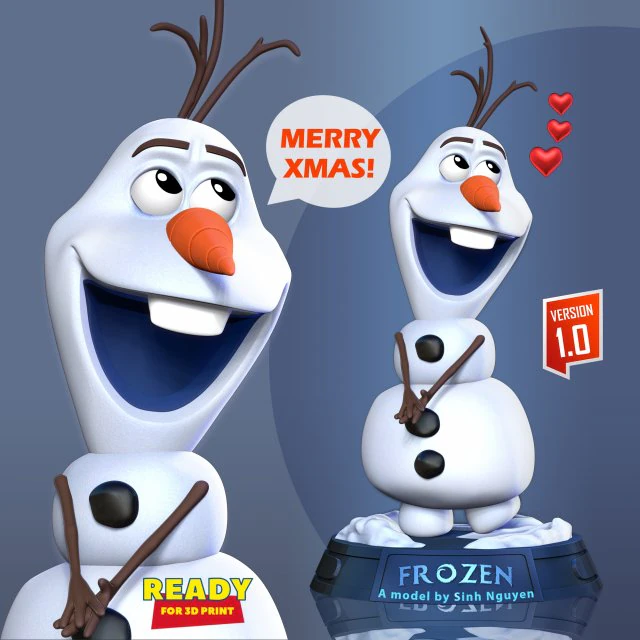 Olaf - Merry Christmas 3D Print Model .c4d .max .obj .3ds .fbx .stl .blend 