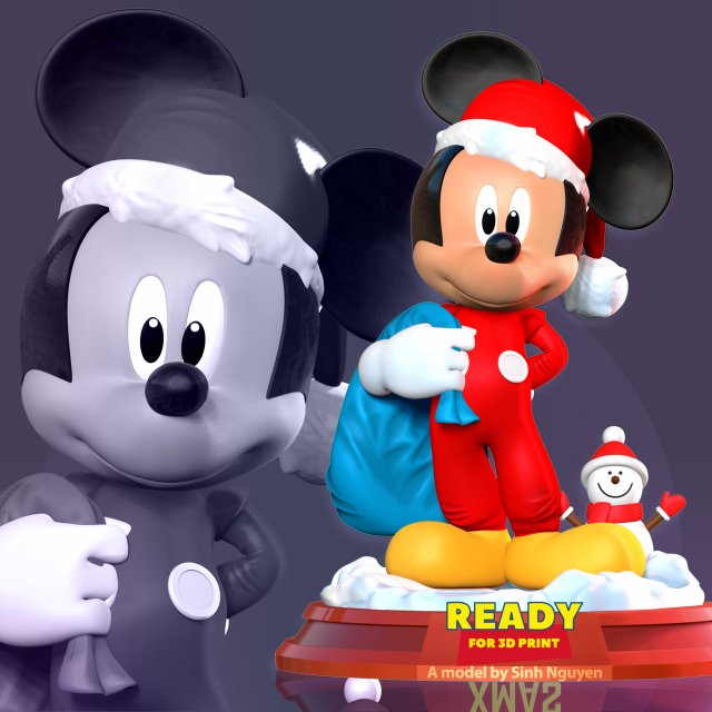 Santa Mickey Mouse 3Dプリントモデル .c4d .max .obj .3ds .fbx .stl .blend 