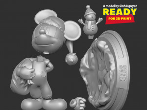 Santa Mickey Mouse 3Dプリントモデル