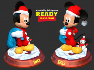 Santa Mickey Mouse 3Dプリントモデル
