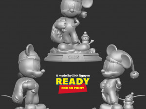 Santa Mickey Mouse 3Dプリントモデル