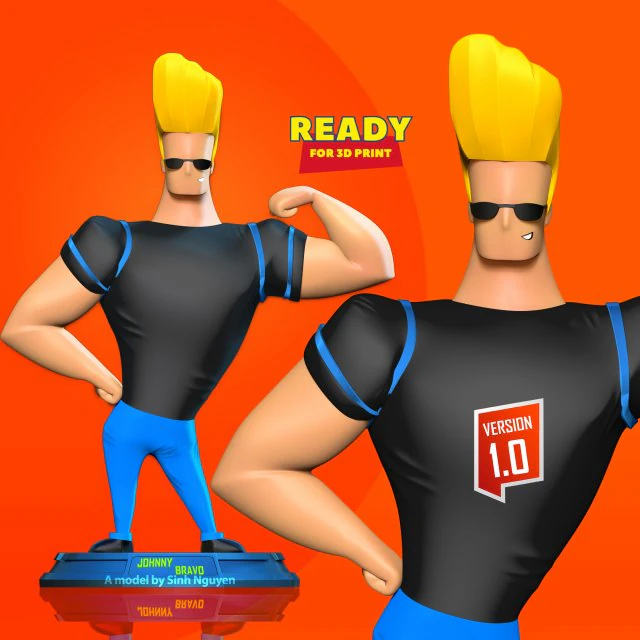 Johnny Bravo 3D Print Model .c4d .max .obj .3ds .fbx .stl .blend 