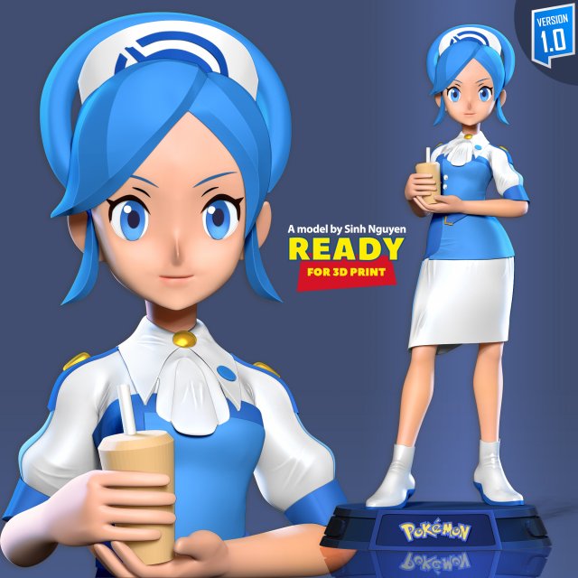 Tricia - Pokemon Masters Fanart 3D Print Model .c4d .max .obj .3ds .fbx .stl .blend 