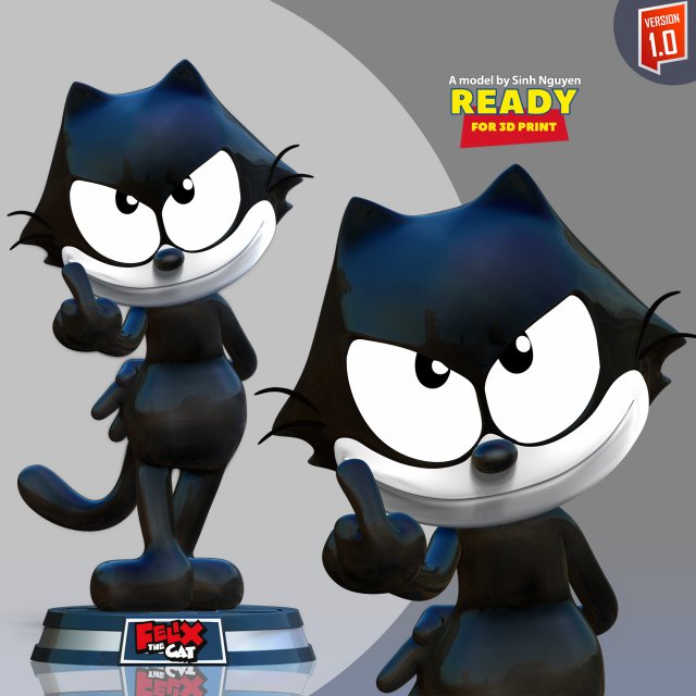 Felix the Cat 2 3D Baskı Modeli .c4d .max .obj .3ds .fbx .stl .blend 
