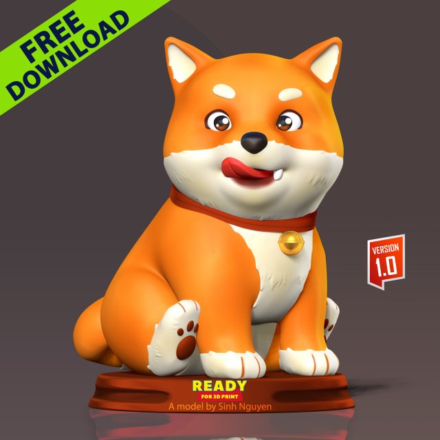 Shiba Inu - Happy New Year 2023 3D Print Model .c4d .max .obj .3ds .fbx .stl .blend 