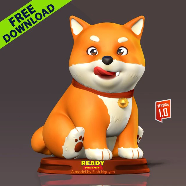 Shiba Inu - Happy New Year 2023 3D Print Model .c4d .max .obj .3ds .fbx .stl .blend 