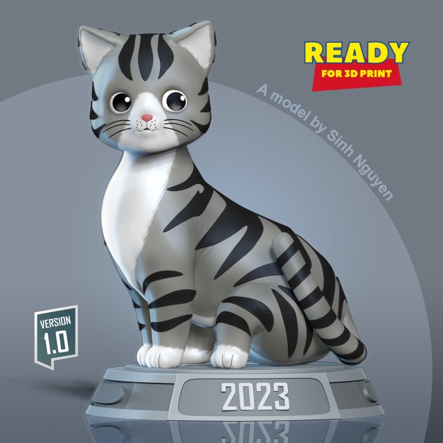Cat 2023 3D Print Model .c4d .max .obj .3ds .fbx .stl .blend 