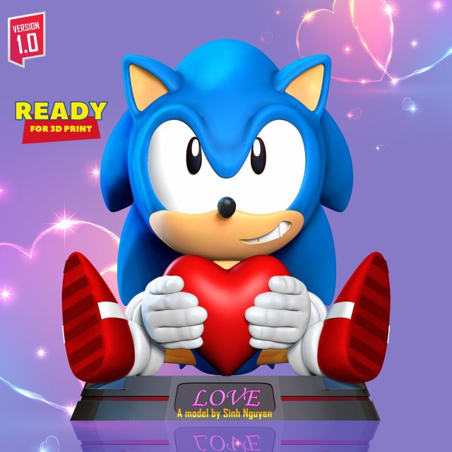 Sonic with Valentines Day Modelo de impresión 3D .c4d .max .obj .3ds .fbx .stl .blend 