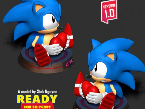 Sonic with Valentines Day 3D Print Model