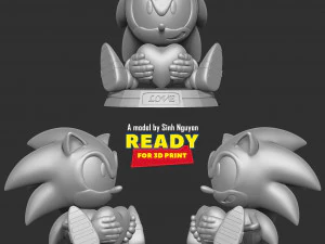 Sonic with Valentines Day 3D Print Model