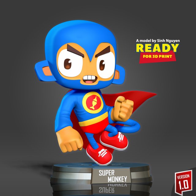 Super Monkey 3D-printmodel .c4d .max .obj .3ds .fbx .stl .blend 