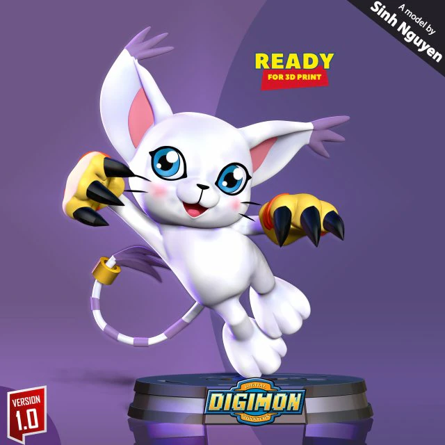 Tailmon - Digimon Adventure 3D Print Model .c4d .max .obj .3ds .fbx .stl .blend 