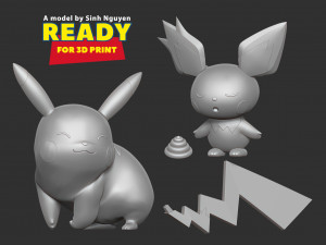 Pikachu and Pichu 3D Baskı Modeli