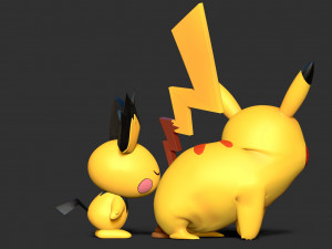 Pikachu and Pichu 3D Baskı Modeli