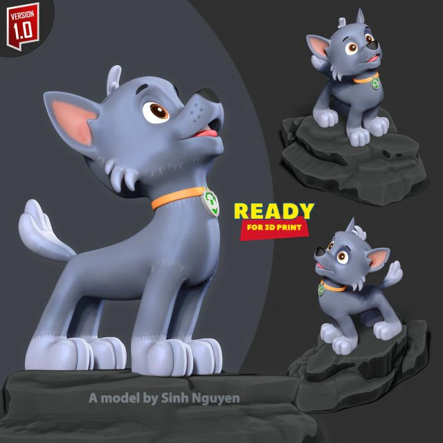 Rocky - Howling Dog Hill 3D Print Model .c4d .max .obj .3ds .fbx .stl .blend