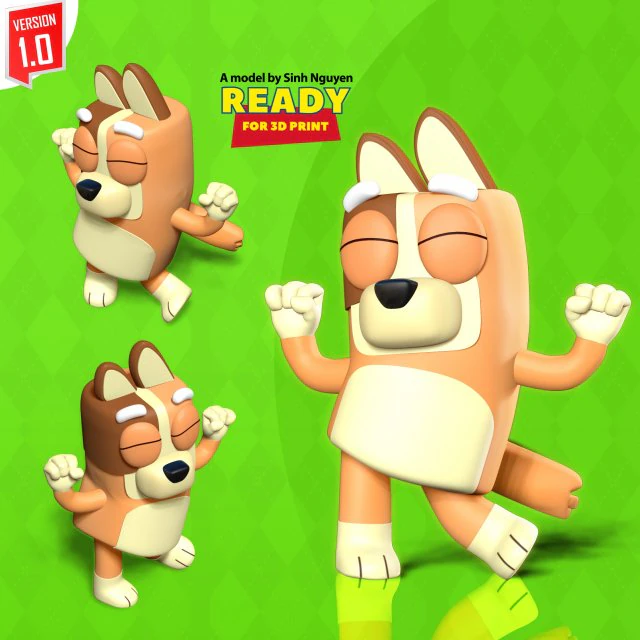 Dog Bingo - Bluey Custom 3D Print Model .c4d .max .obj .3ds .fbx .stl .blend 