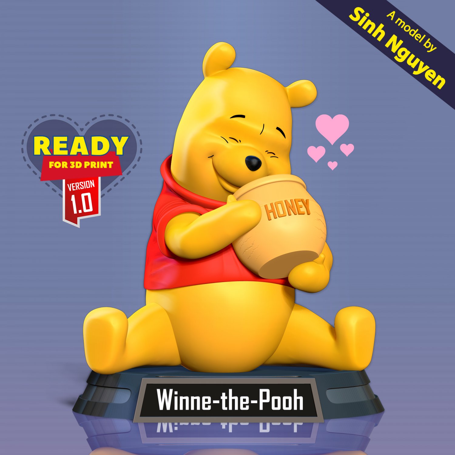 Pooh loves honey Modelo de impresión 3D in Animales 3DExport