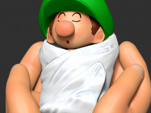 Cuddling Baby Luigi 3D Print Model