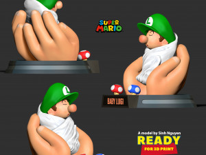 Cuddling Baby Luigi 3D Print Model