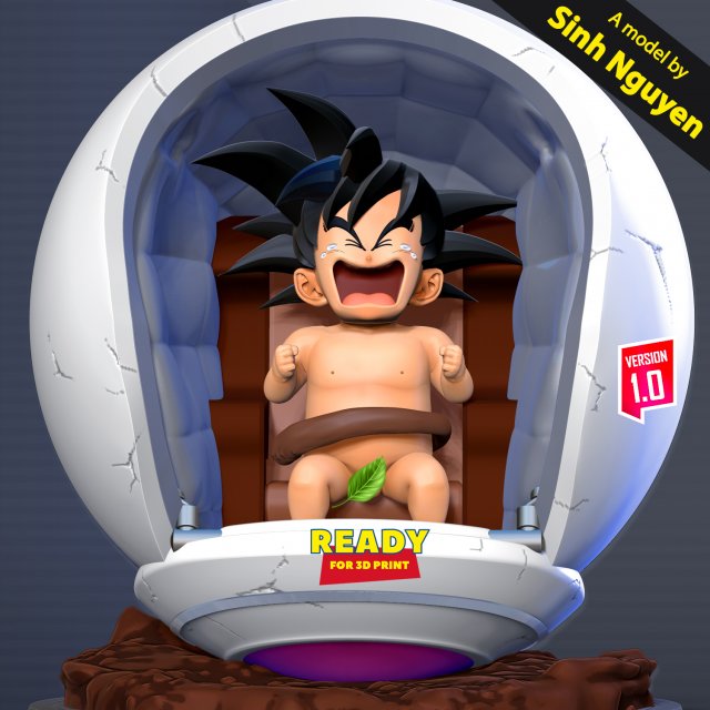Baby Goku Crying 3D-printmodel .c4d .max .obj .3ds .fbx .stl .blend 