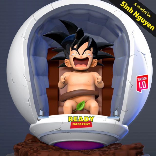 Baby Goku Crying 3D Print Model .c4d .max .obj .3ds .fbx .stl .blend 