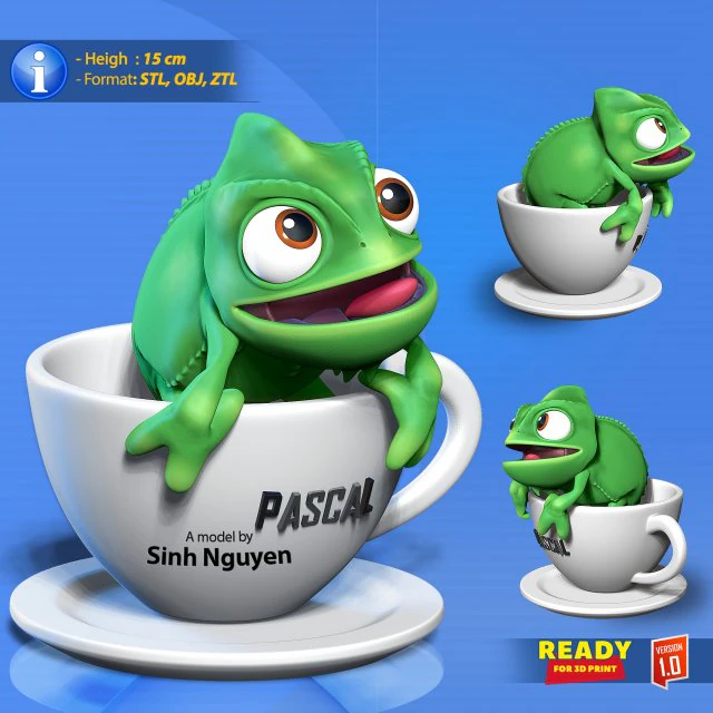 Pascal in cup 3D Print Model .c4d .max .obj .3ds .fbx .stl .blend