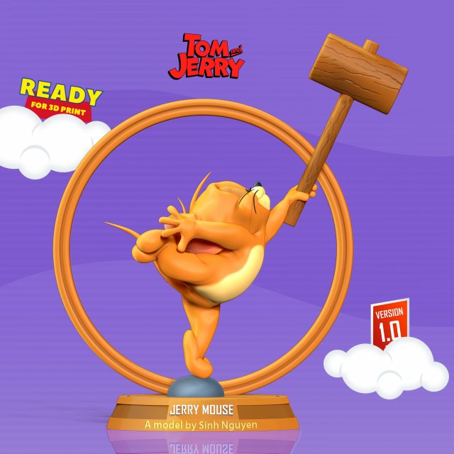 Jerry Mouse 3Dプリントモデル .c4d .max .obj .3ds .fbx .stl .blend 