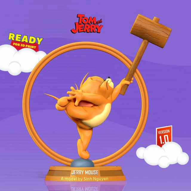 Jerry Mouse 3D Print Model .c4d .max .obj .3ds .fbx .stl .blend