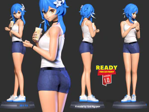 Milk tea girl 3D Print Model