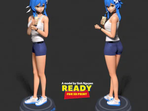 Milk tea girl 3D Print Model