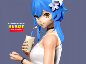 Milk tea girl 3D Print Model