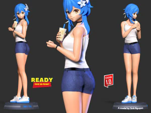 Milk tea girl 3D Print Model