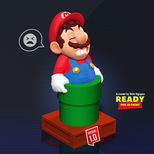 Mario is stuck in a pipe 3D Print Model .c4d .max .obj .3ds .fbx .stl .blend