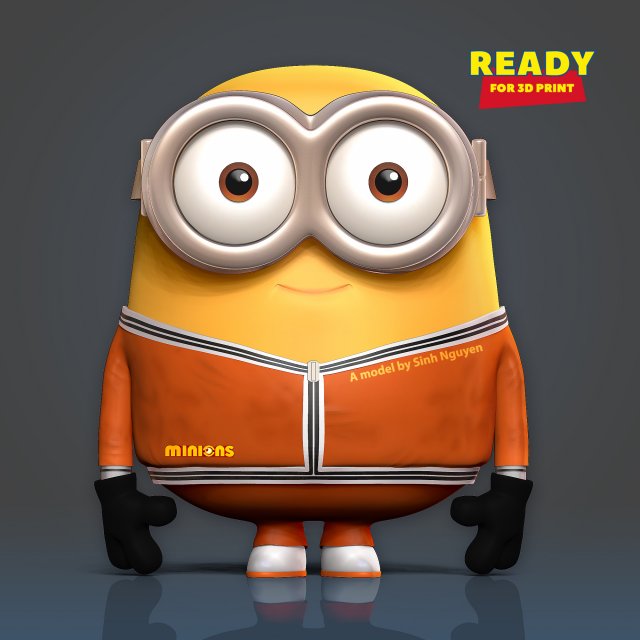 Bob the Minion 3D Print Model .c4d .max .obj .3ds .fbx .stl .blend 