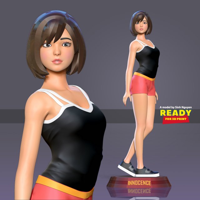 Innocent girl 3D Print Model .c4d .max .obj .3ds .fbx .stl .blend 