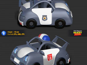 Polizeiauto-Cartoon 3D Druckmodell