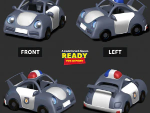 Police car cartoon 3D Print Model