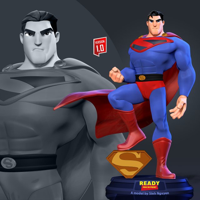 Superman Stylized 3D Print Model .c4d .max .obj .3ds .fbx .stl .blend