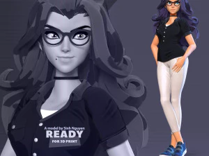 Girl with glasses 3D Print Model