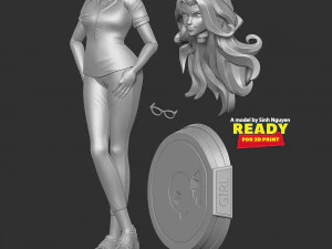 Girl with glasses 3D Print Model
