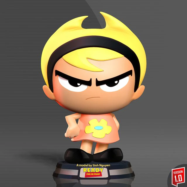 Mandy - Cartoon Network Fanart 3D Print Model .c4d .max .obj .3ds .fbx .stl .blend 