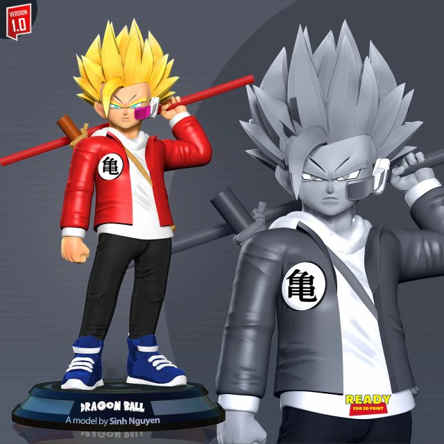Teen Wukong Gohan - Dragon Ball Fanart 3D Print Model .c4d .max .obj .3ds .fbx .stl .blend 