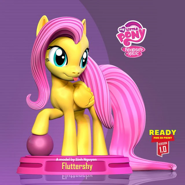 Fluttershy - Little Pony 3D Print Model .c4d .max .obj .3ds .fbx .stl .blend 
