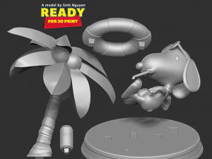 Snoopy at the beach 3D Print Model
