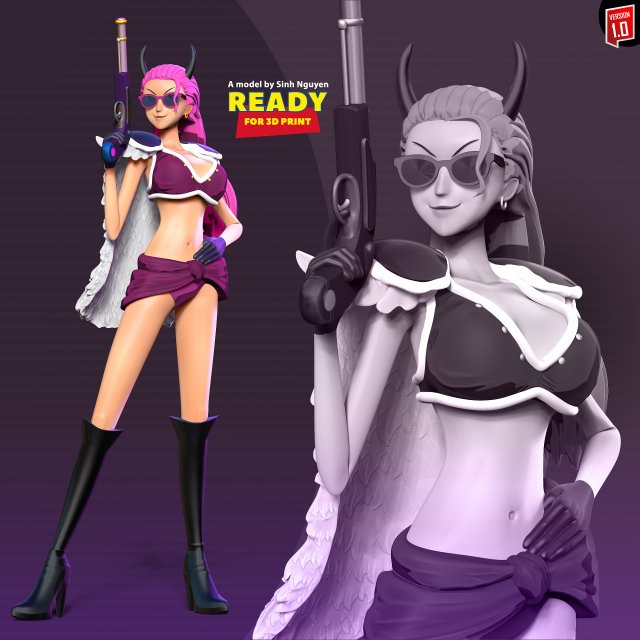 Ginrummy - One Piece Fanart 3D Принт Модель .c4d .max .obj .3ds .fbx .stl .blend 