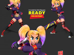 Harley Quinn baseball player 3D Print Model