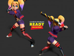 Harley Quinn baseball player 3D Print Model