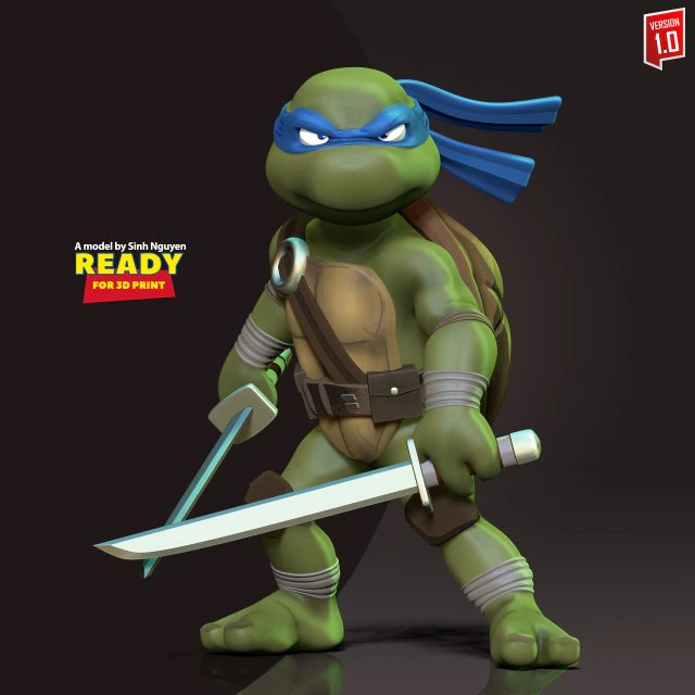 Leonardo - Teenage Mutant Ninja Turtles 3D Print Model .c4d .max .obj .3ds .fbx .stl .blend