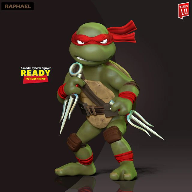 Raphael - Teenage Mutant Ninja Turtles 3D Print Model .c4d .max .obj .3ds .fbx .stl .blend 