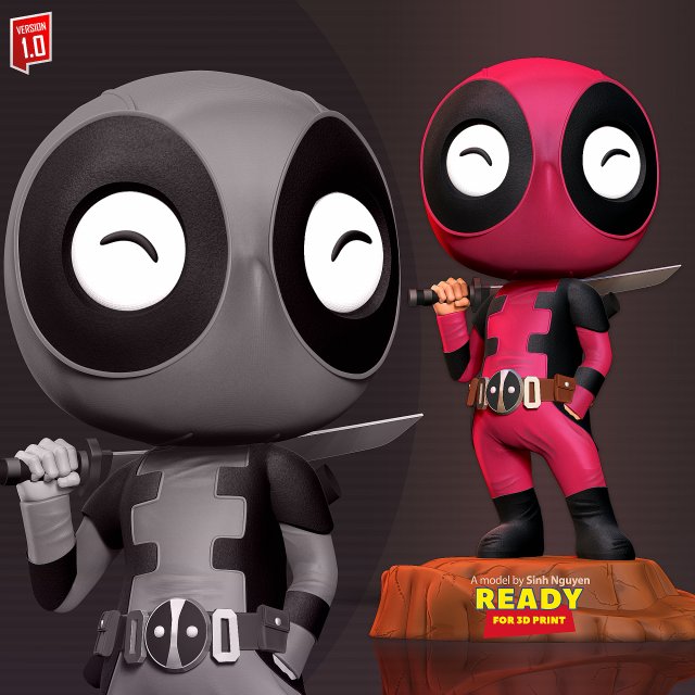 Chibipool 3D Print Model .c4d .max .obj .3ds .fbx .stl .blend 